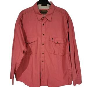 Vtg Browning Super Naturals Red Snap Mens XL Heavy Cotton Hunting Shirt Outdoors